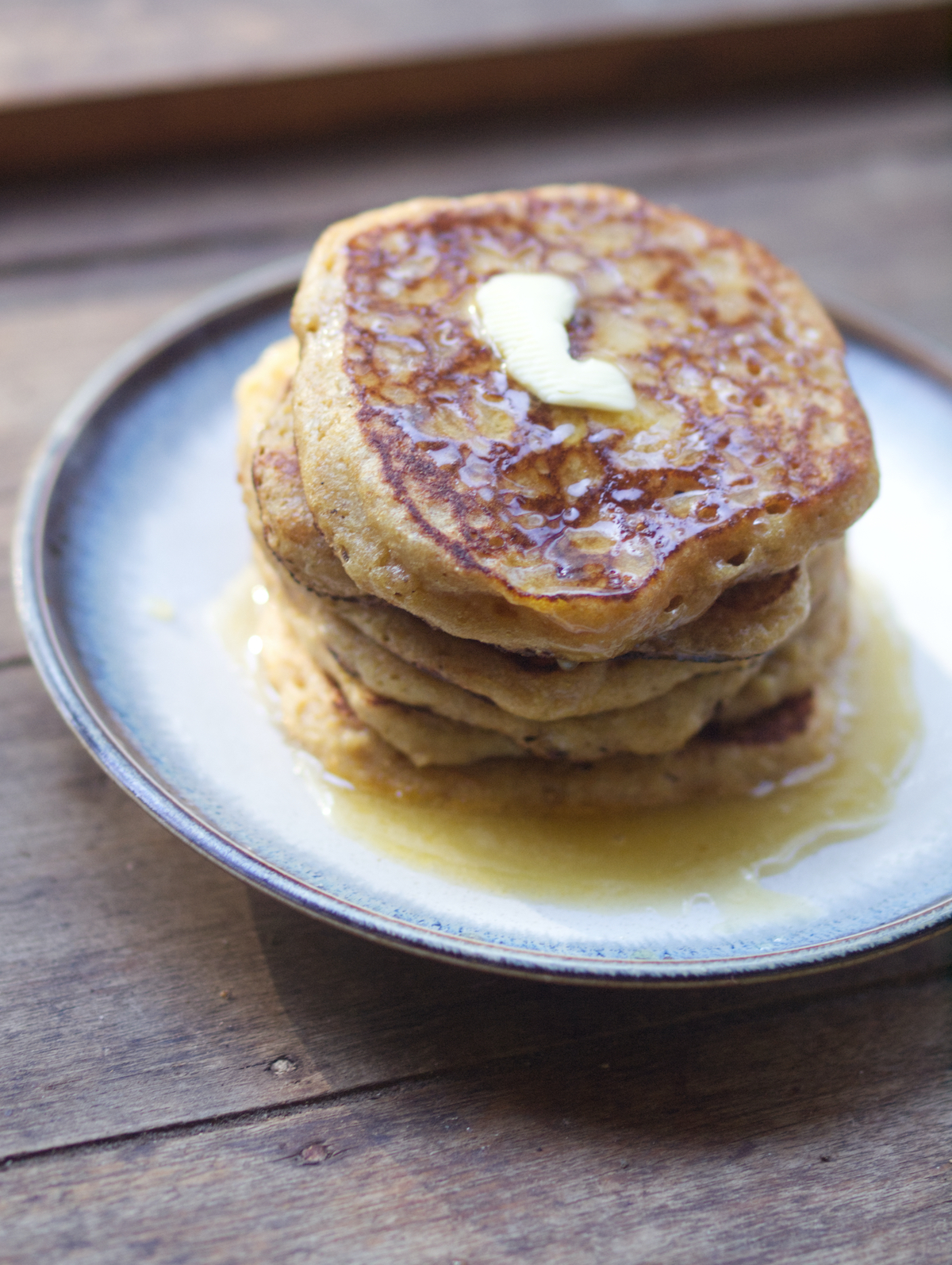 Light and fluffy fresh milled flour pancakes from sourdough discard